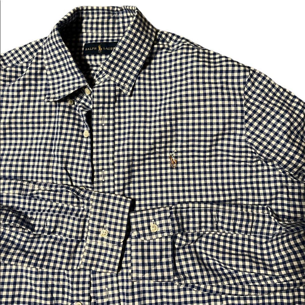 Ralph Lauren Men's Oxford Classic Fit Long Sleeve Button Down Shirt NAVY Gingham